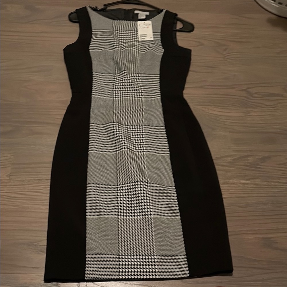 H&M Black and White Sheath Midi Dress